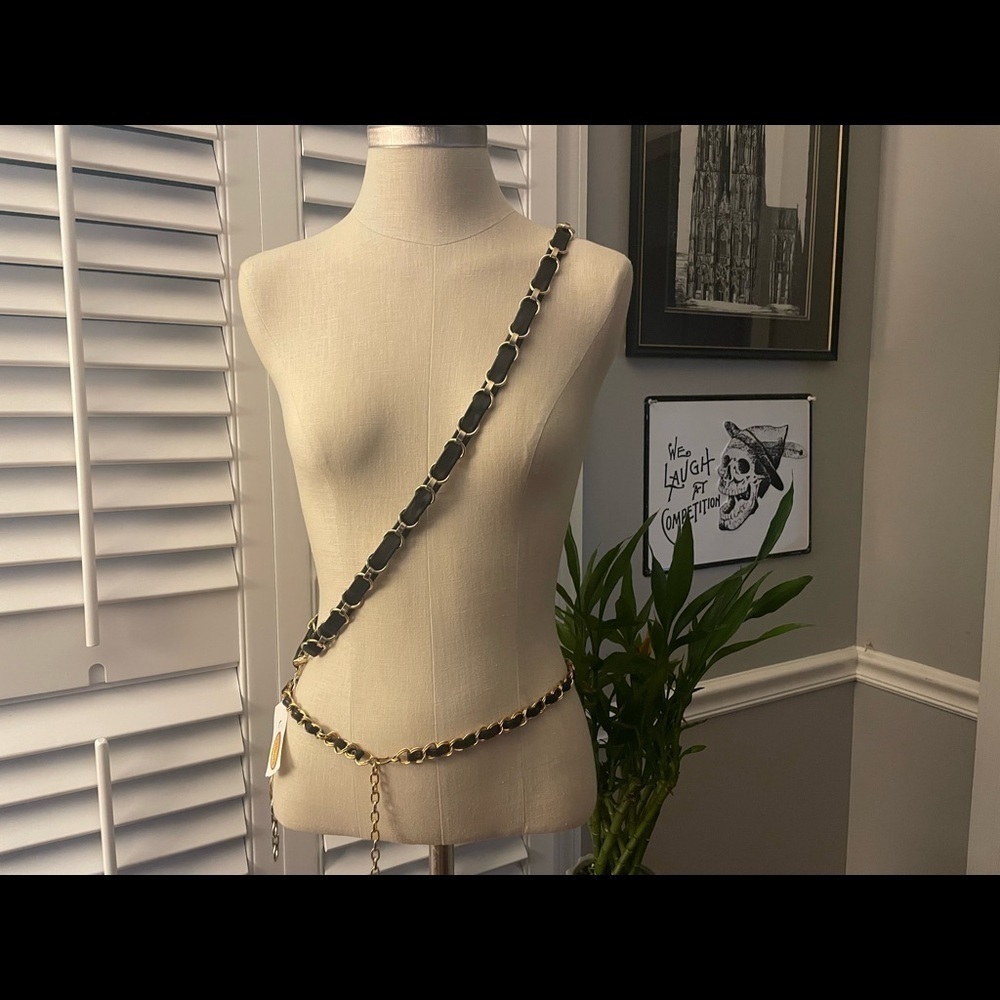 Vintage set of 2 Talbots gold and black leather XL but adjustable belts